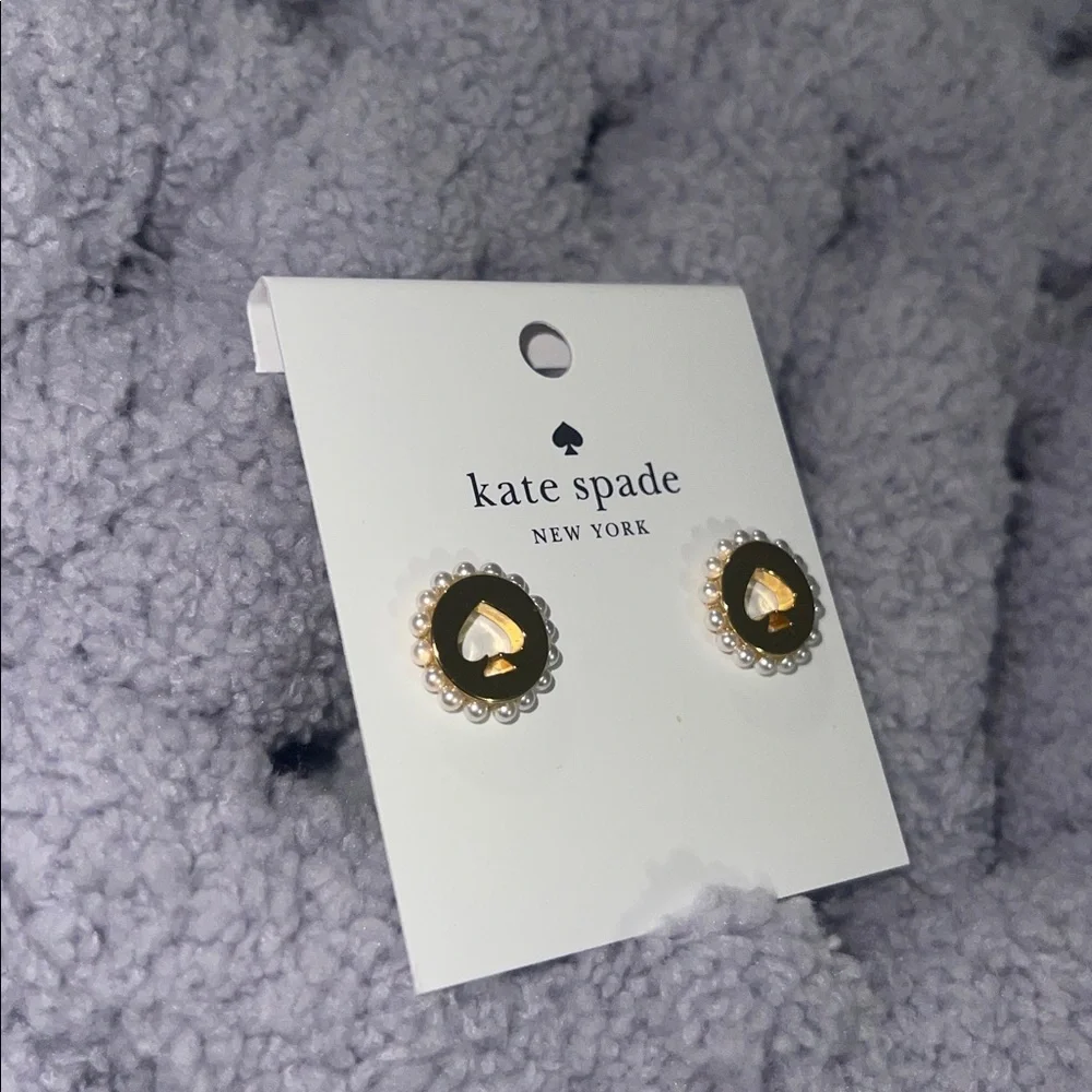 Kate Spade Gold and White Stud Earrings